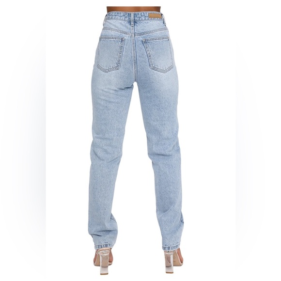 Who's That Girl Straight Leg Denim Jeans Washed Blue - Picture 4 of 9